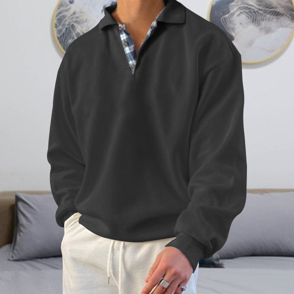 Bruno - Men's Long Sleeve Hooded Jumper with V-Neck