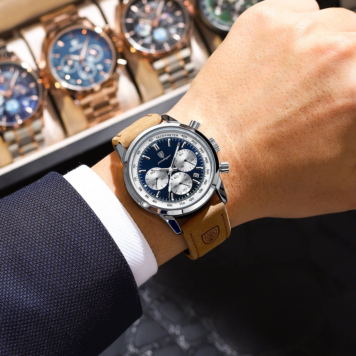 Bloke's Stainless Steel Watch with Snazzy Leather Strap | Orion