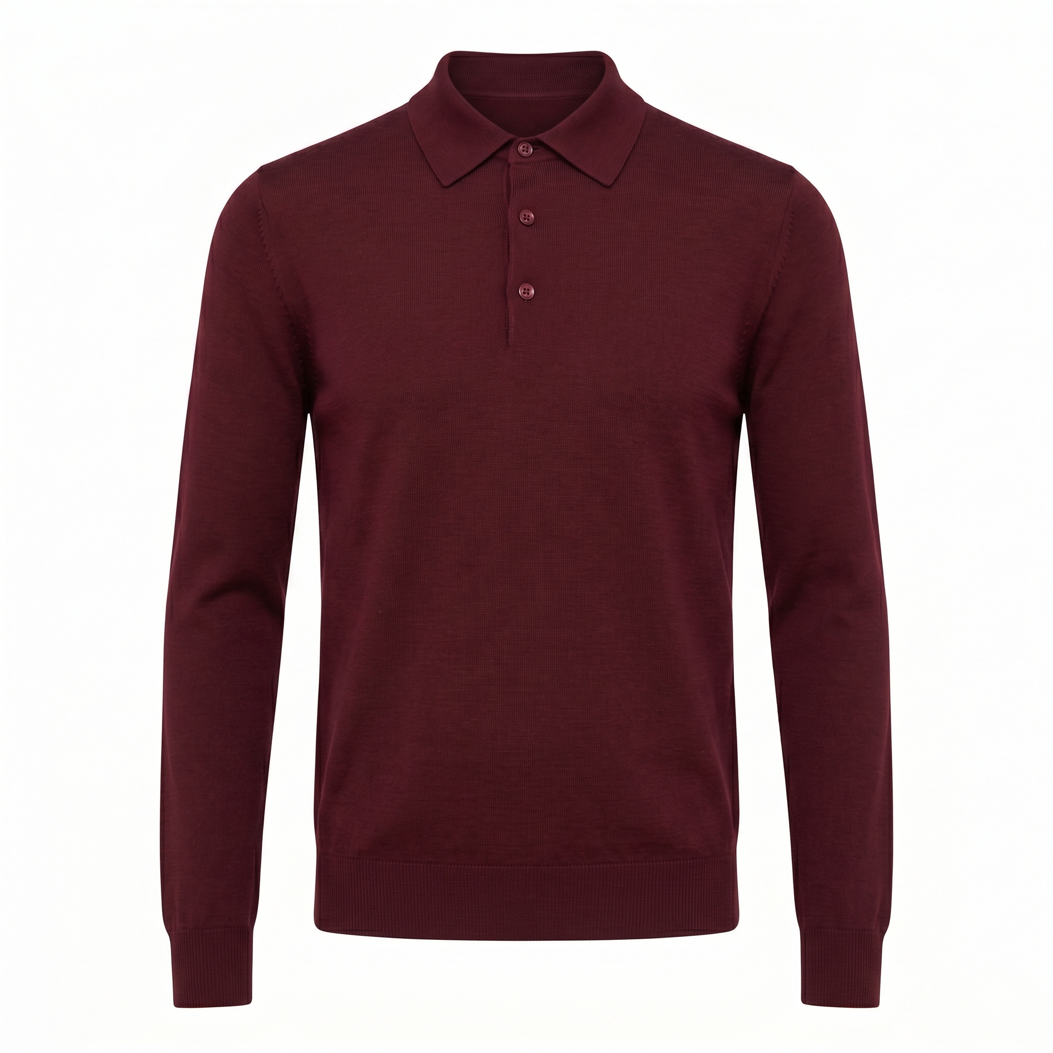 Langarm-Polo aus Merinowolle