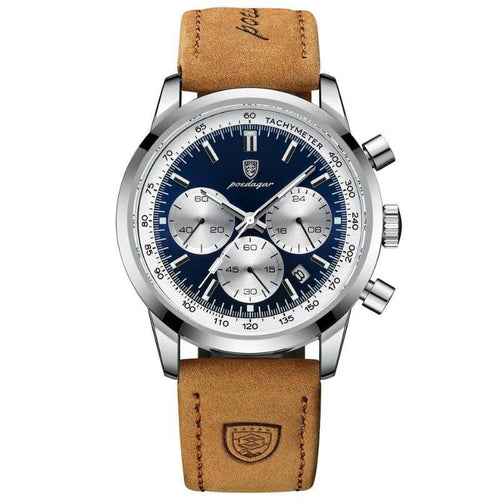 Bloke's Stainless Steel Watch with Snazzy Leather Strap | Orion