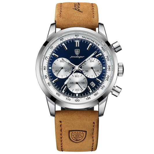 Bloke's Stainless Steel Watch with Snazzy Leather Strap | Orion